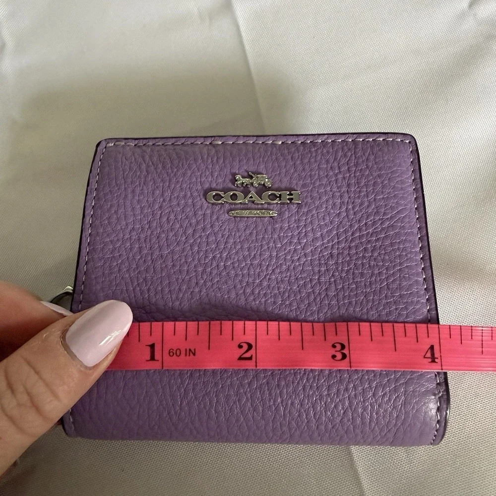 Coach Snap Zip Bifold Wallet In Purple Violet Orchard Leather Card Coin Holder